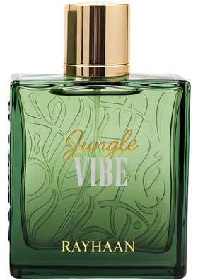 Rayhaan Jungle Vibe front bottle in deep green showcasing bold packaging and freshness
