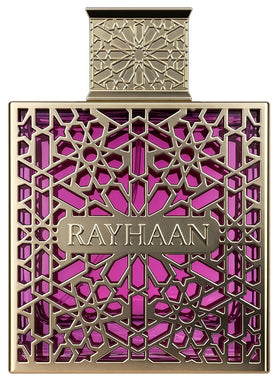 Rayhaan Kiss bottle front view showing elegant packaging and clear branding for confident wear
