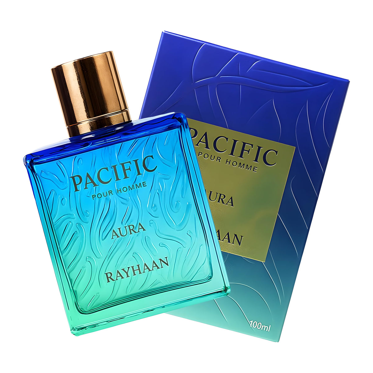 RAYHAAN Pacific Aura side label close-up highlighting ingredient notes and clarity benefit