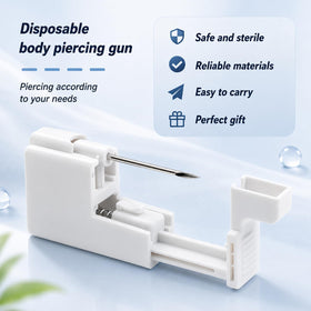 Rayyl surgical steel piercing gun closeup highlighting ergonomic grip benefit
