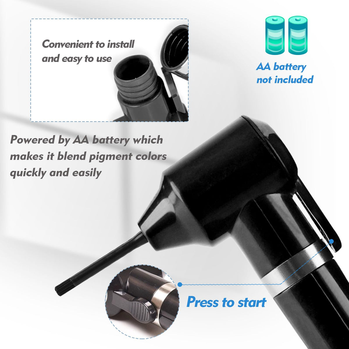 Rayyl mixer in use on workstation speeding up pigment blending between appointments