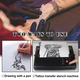 Rayyl hand applying stencil transfer to skin showing accurate stencil placement
