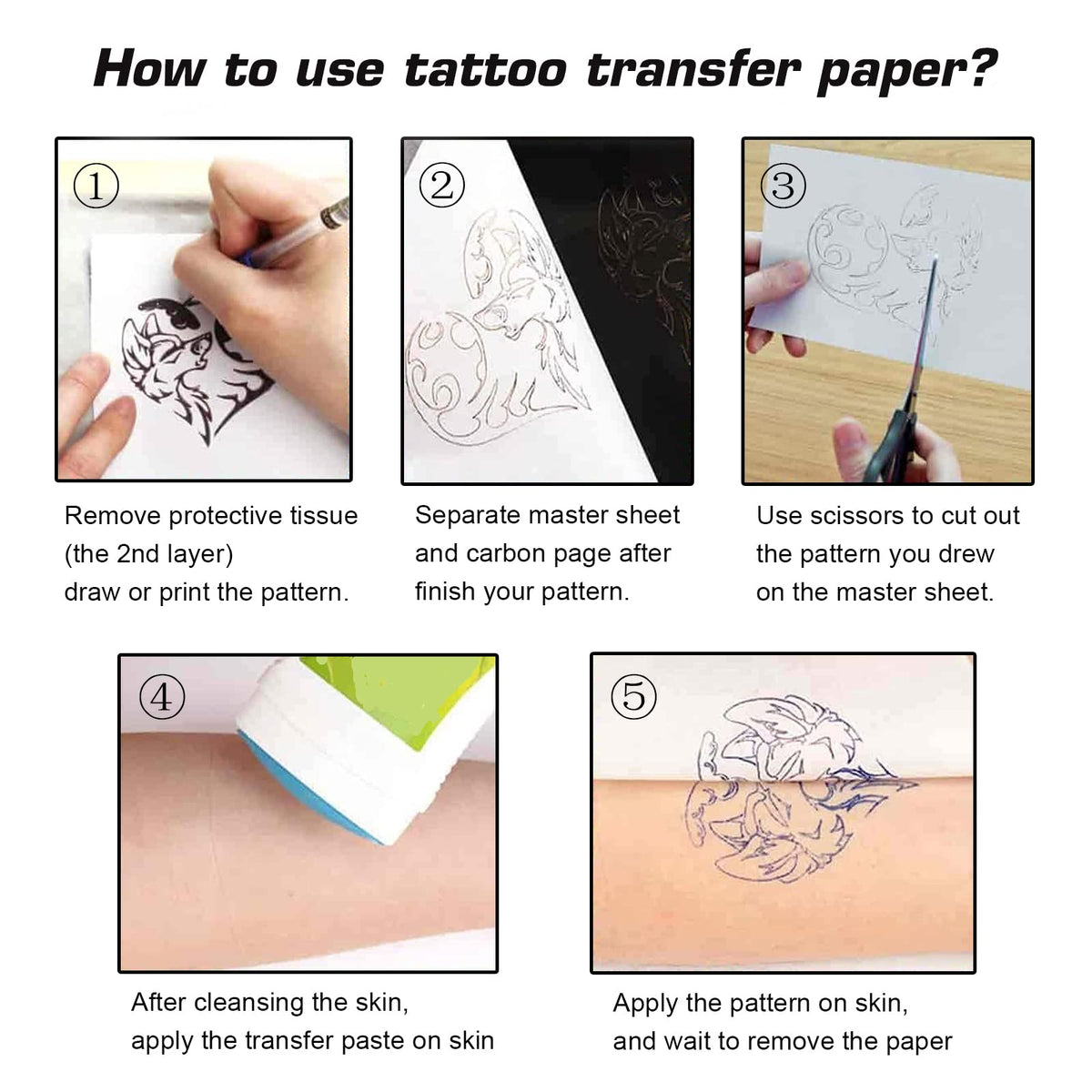 Rayyl transfer paper stack detail showing four-ply sheets for crisp stencils