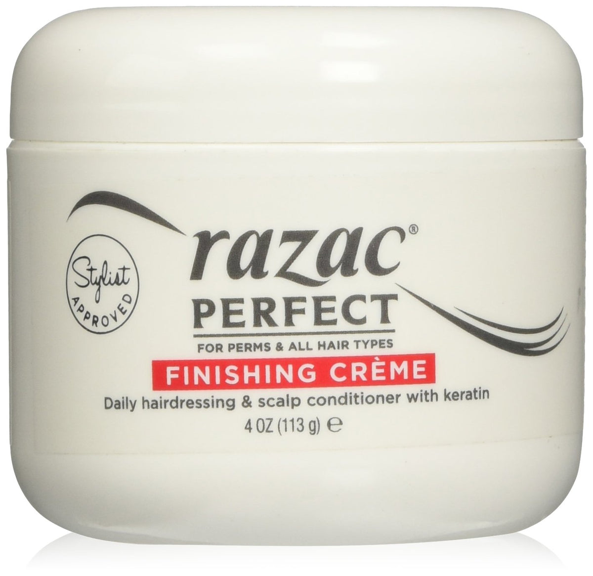 Razac 4 oz front packaging showing label and finishing crème benefits