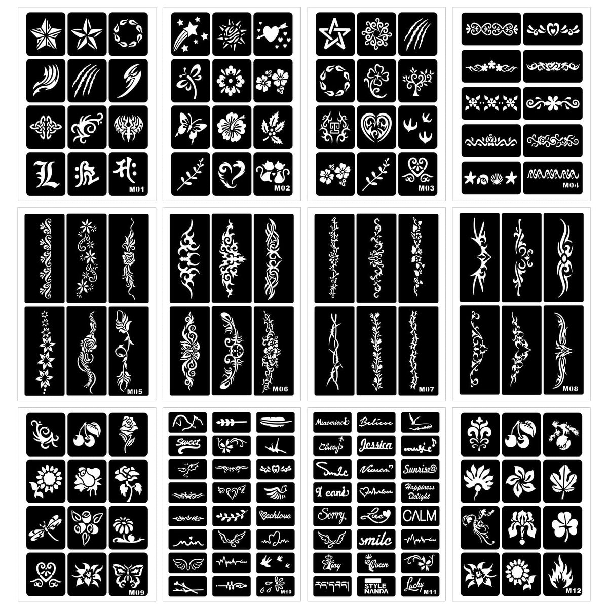 RAZET stencils re-stuck to A4 paper for tidy storage and extended reuse