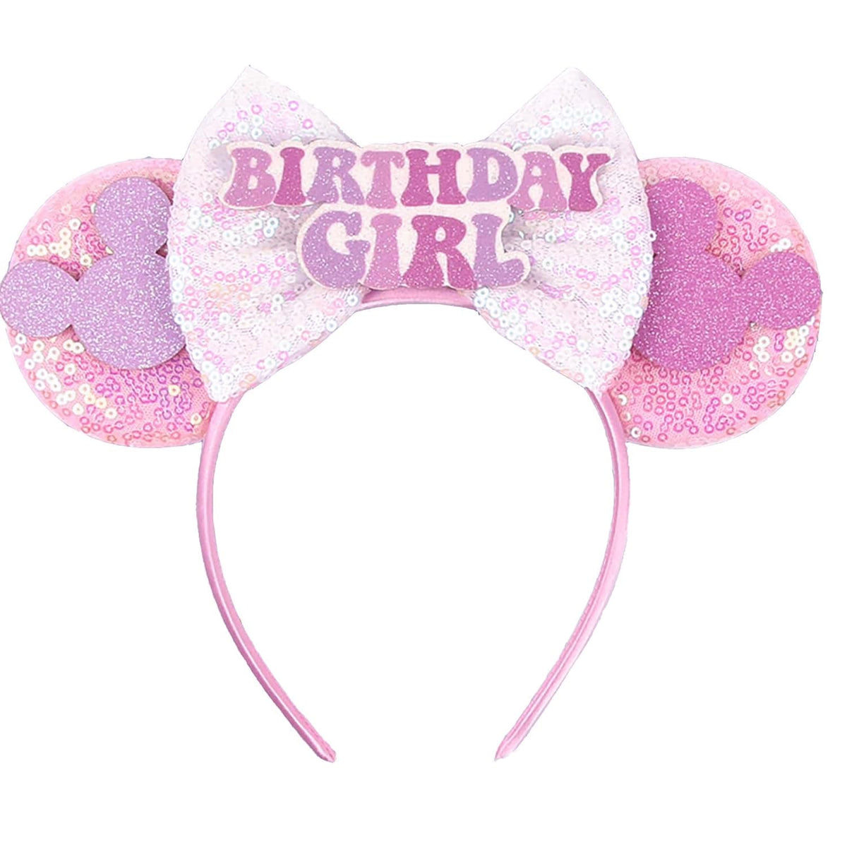 RAZKO front view pink mouse ears headband showing festive look and comfortable fit