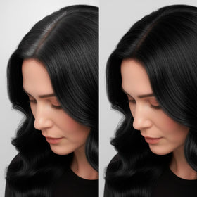 RB RENATA BEAUTY lifestyle image of woman checking hair for confidence