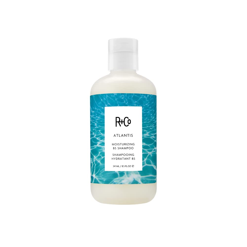 R+Co ATLANTIS front packaging bottle showing brand and hydrating benefits