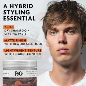 R+Co Badlands paste on fingertips demonstrating application and precise root targeting