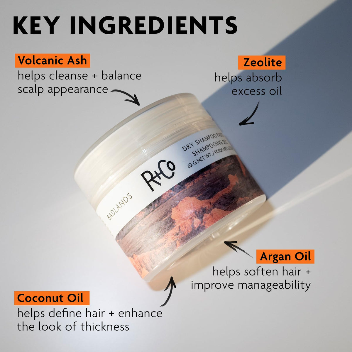 R+Co Badlands before-and-after roots illustrating oil absorption and added volume