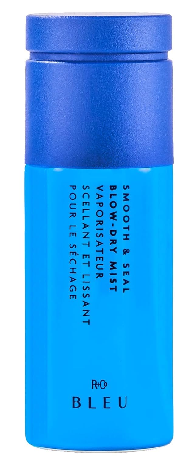 R+Co BLEU front packaging showing compact 1 oz bottle and sleek design benefit