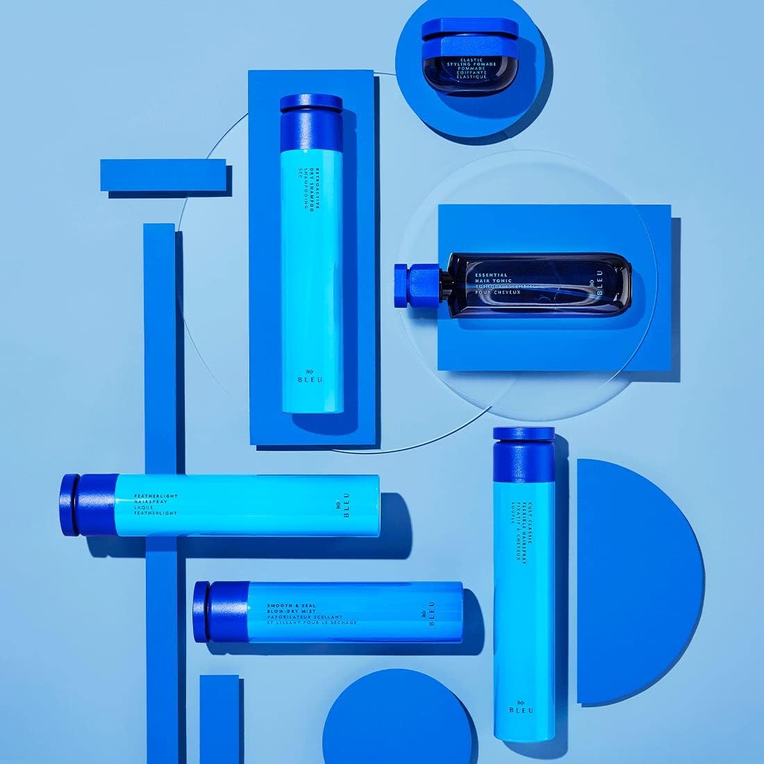 R+Co BLEU applied during blowdry showing smoother hair and easier styling benefit