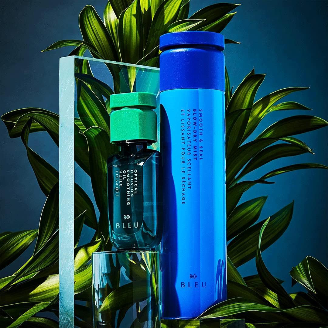 R+Co BLEU next to passport showing travel-sized convenience and portability benefit
