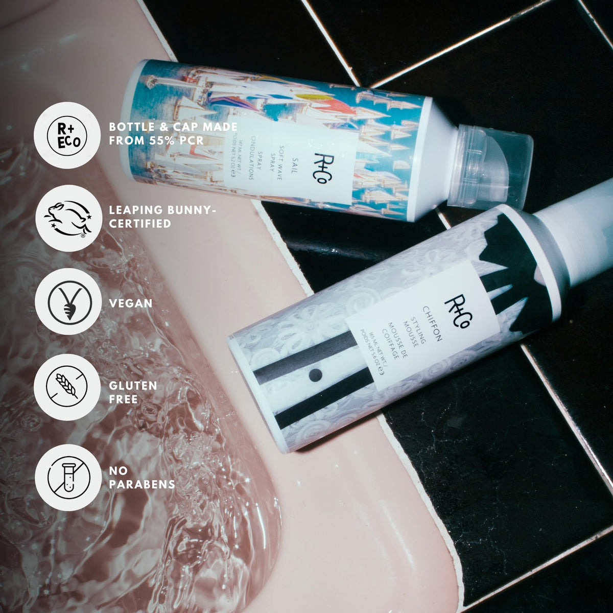 Abyssinian oil and volcanic sand visual representing R+Co protection