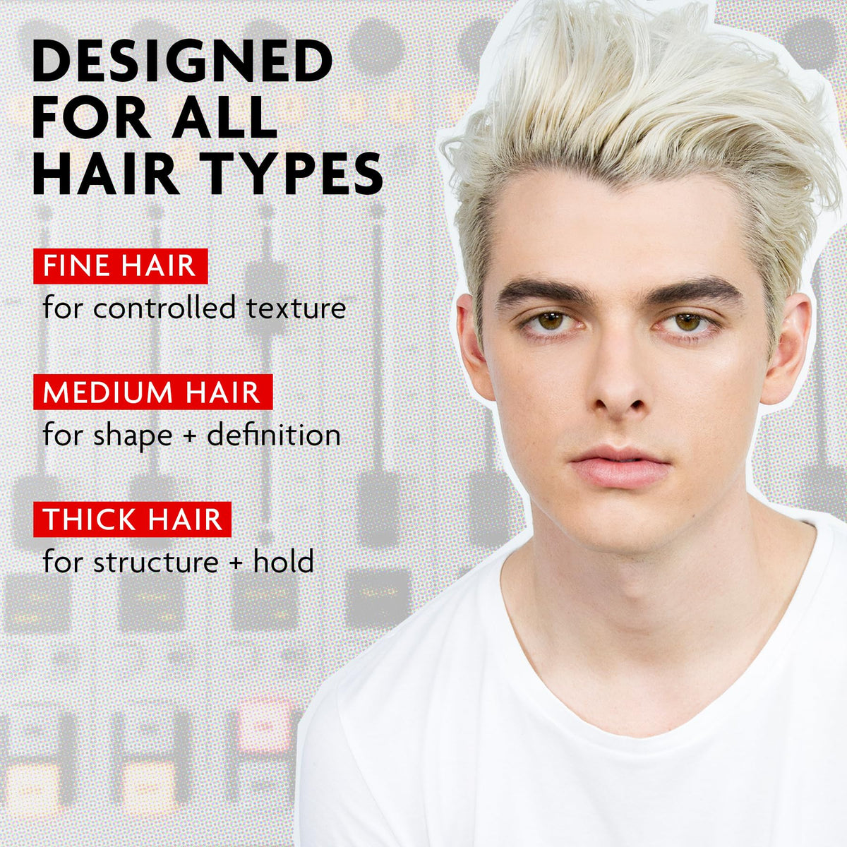 R+Co Control paste styled hair before and after showing added texture