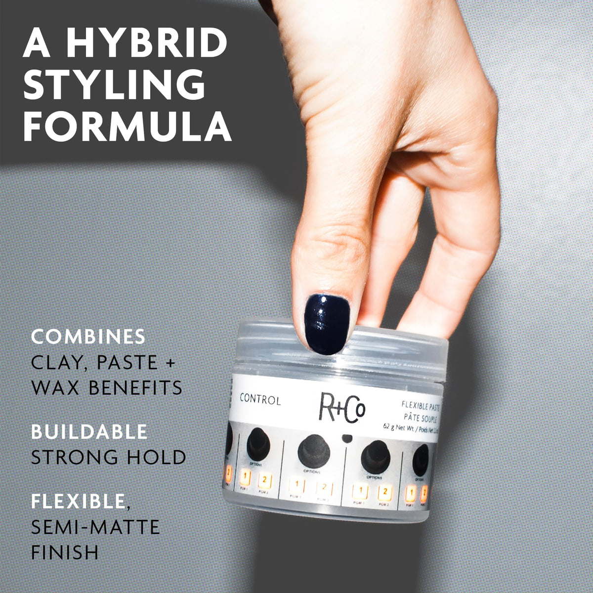 R+Co Control paste cap detail showing packaging quality and easy access