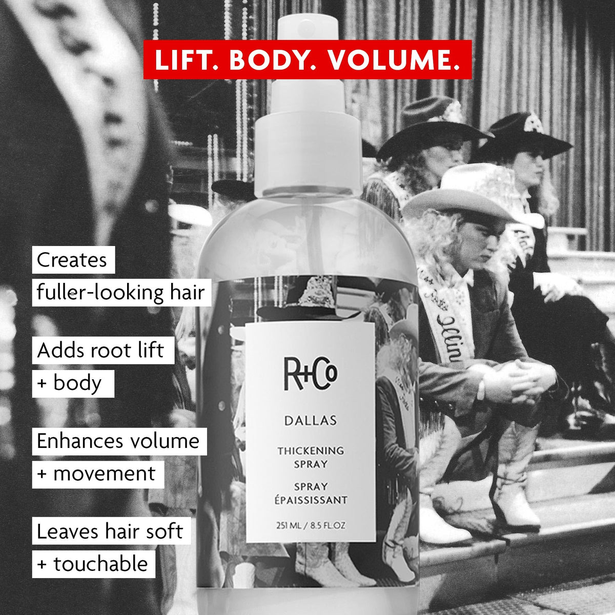 R+Co Dallas top nozzle close-up showing spray applicator for even root lift