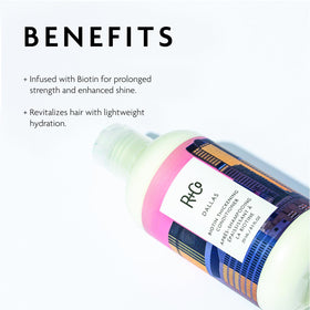R+Co Dallas conditioner back label detailing ingredients and vegan claim