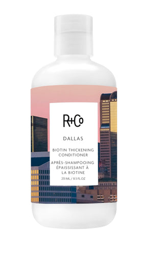 R+Co Dallas conditioner front bottle showing sleek branding and volume benefits