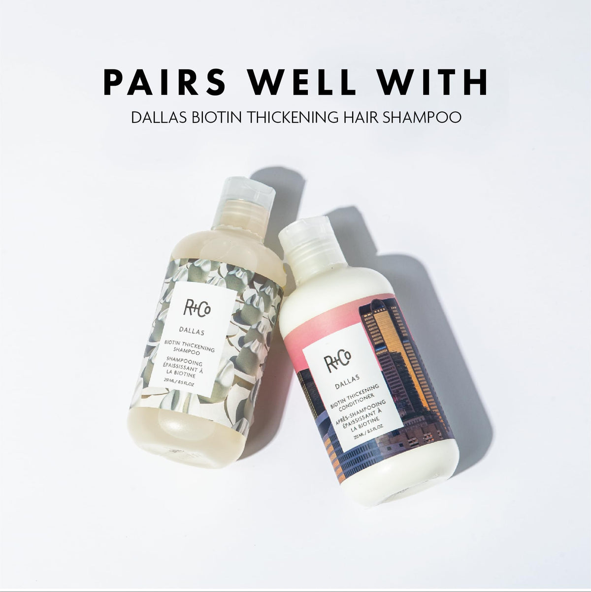 R+Co Dallas conditioner held in hand to show 8.5 oz size and scale