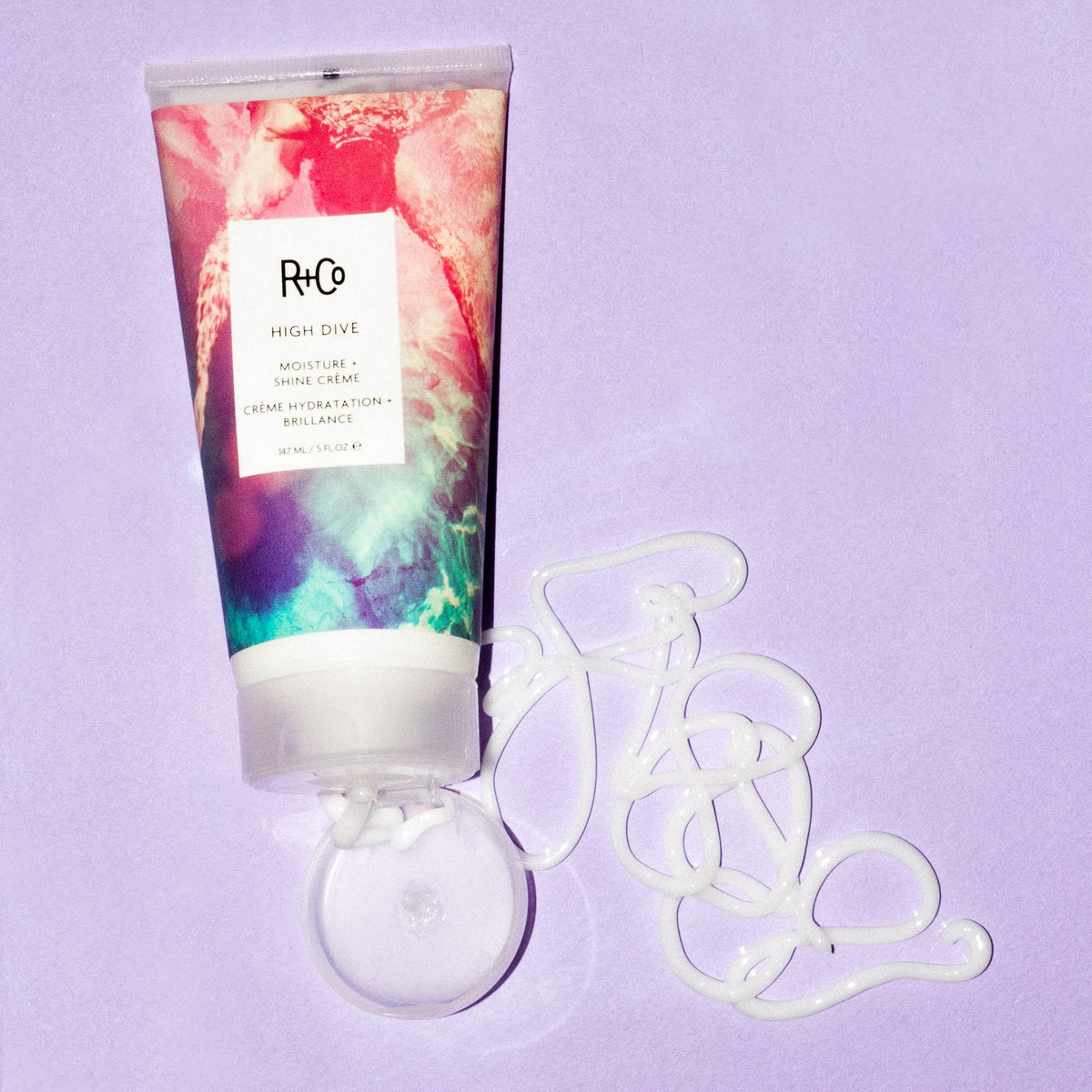 R+Co HIGH DIVE label close-up highlighting protective and conditioning features