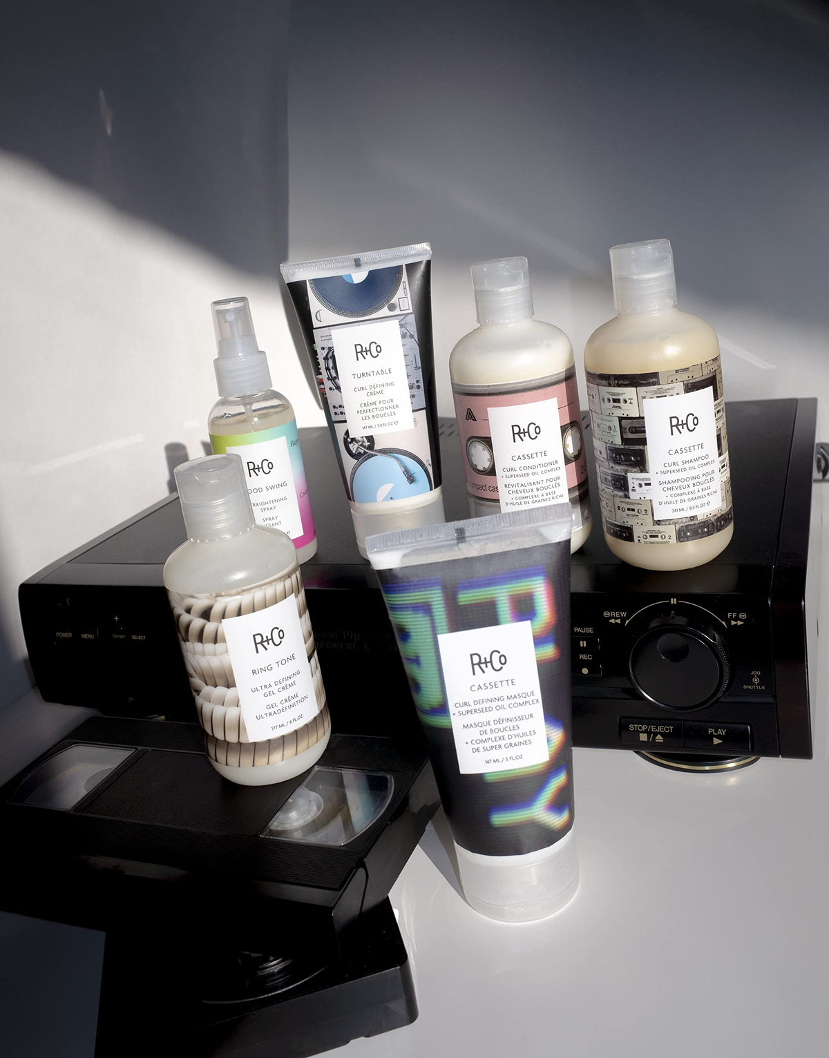 R+Co agave nectar and chia seed ingredients arranged to highlight natural hydration benefits