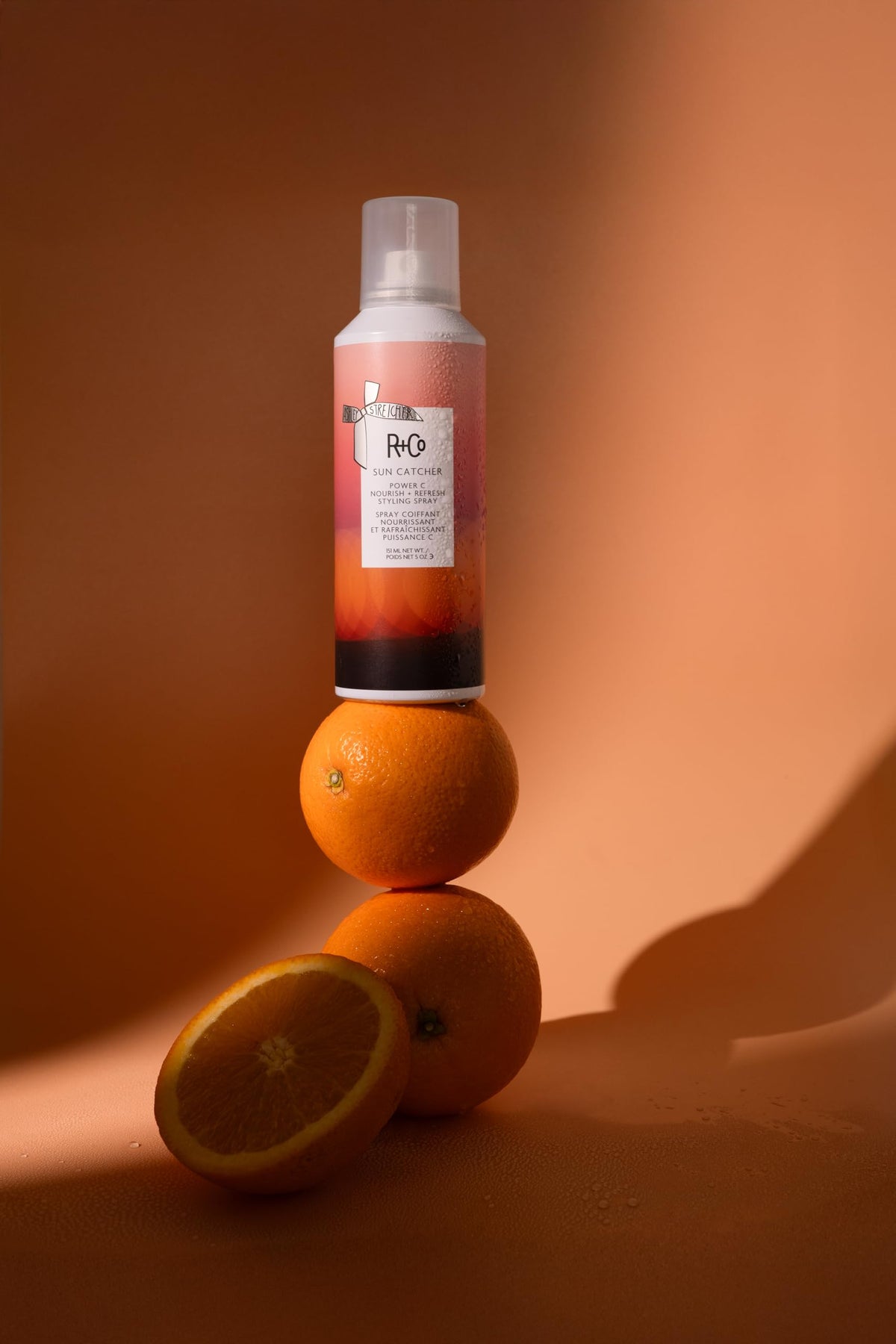 R+Co SUN CATCHER mist texture close-up illustrating fine spray for even coverage