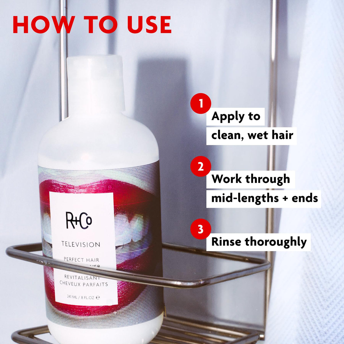 R+Co Television label ingredients highlighting juniper berry and babassu benefits