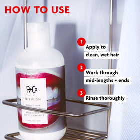 R+Co Television label ingredients highlighting juniper berry and babassu benefits