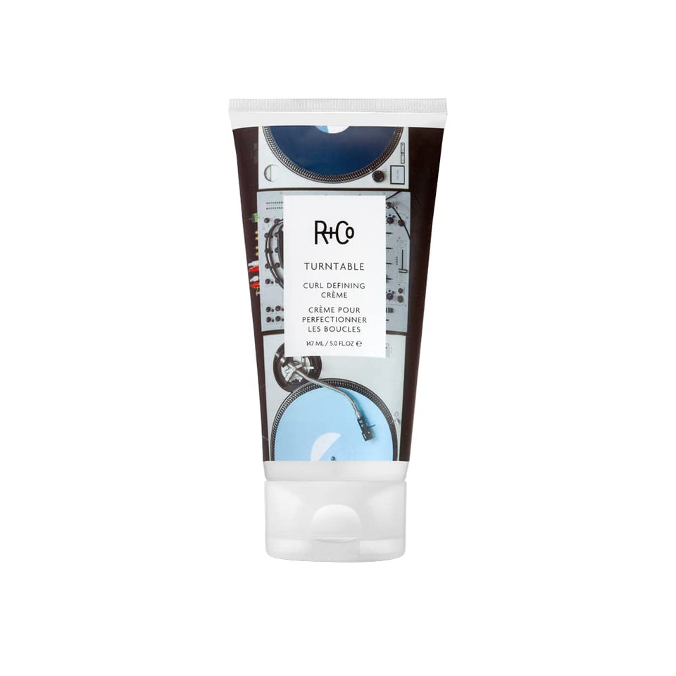R+Co TURNTABLE front packaging showing tube and benefit of lightweight curl definition