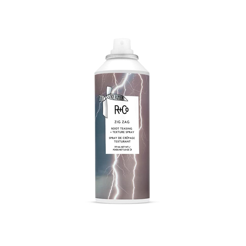 R+Co Zig Zag spray front packaging showing compact bottle and label, easy styling
