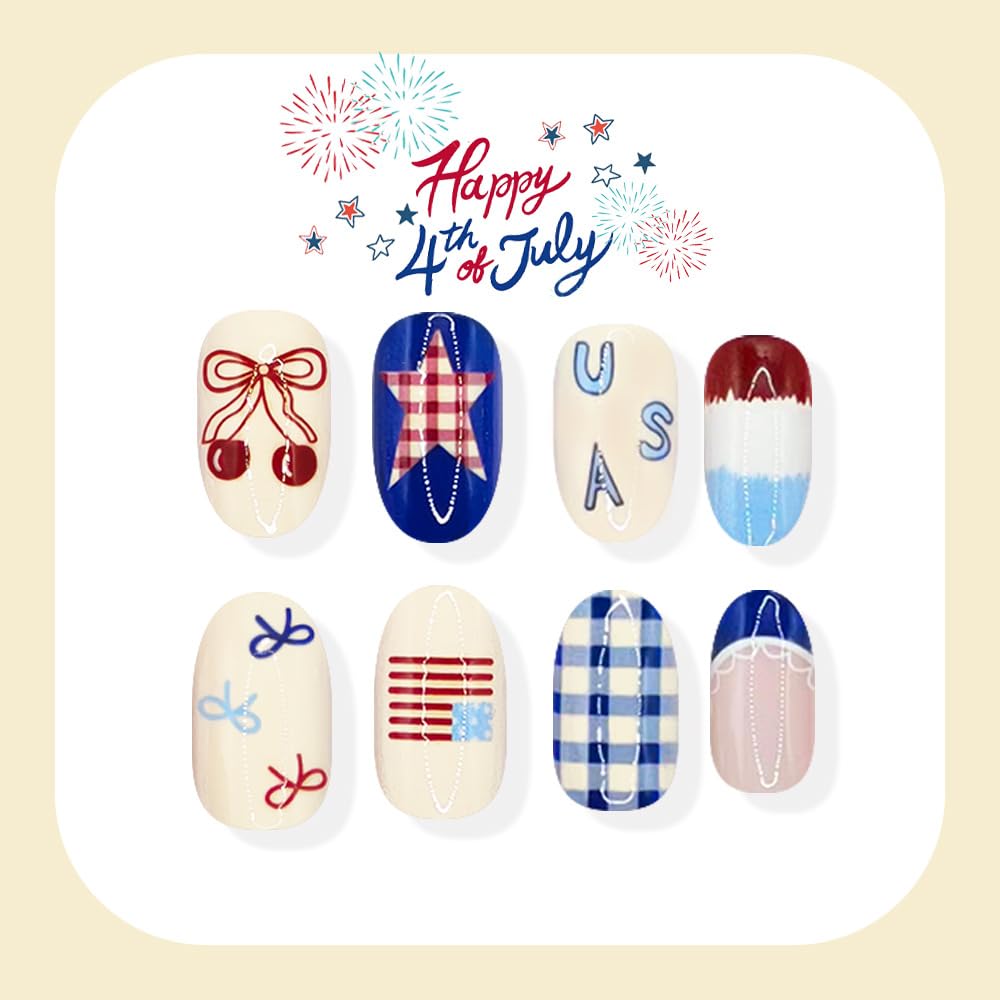 Rdntbeu American flag nail close-up highlighting bold patriotic accent and shine