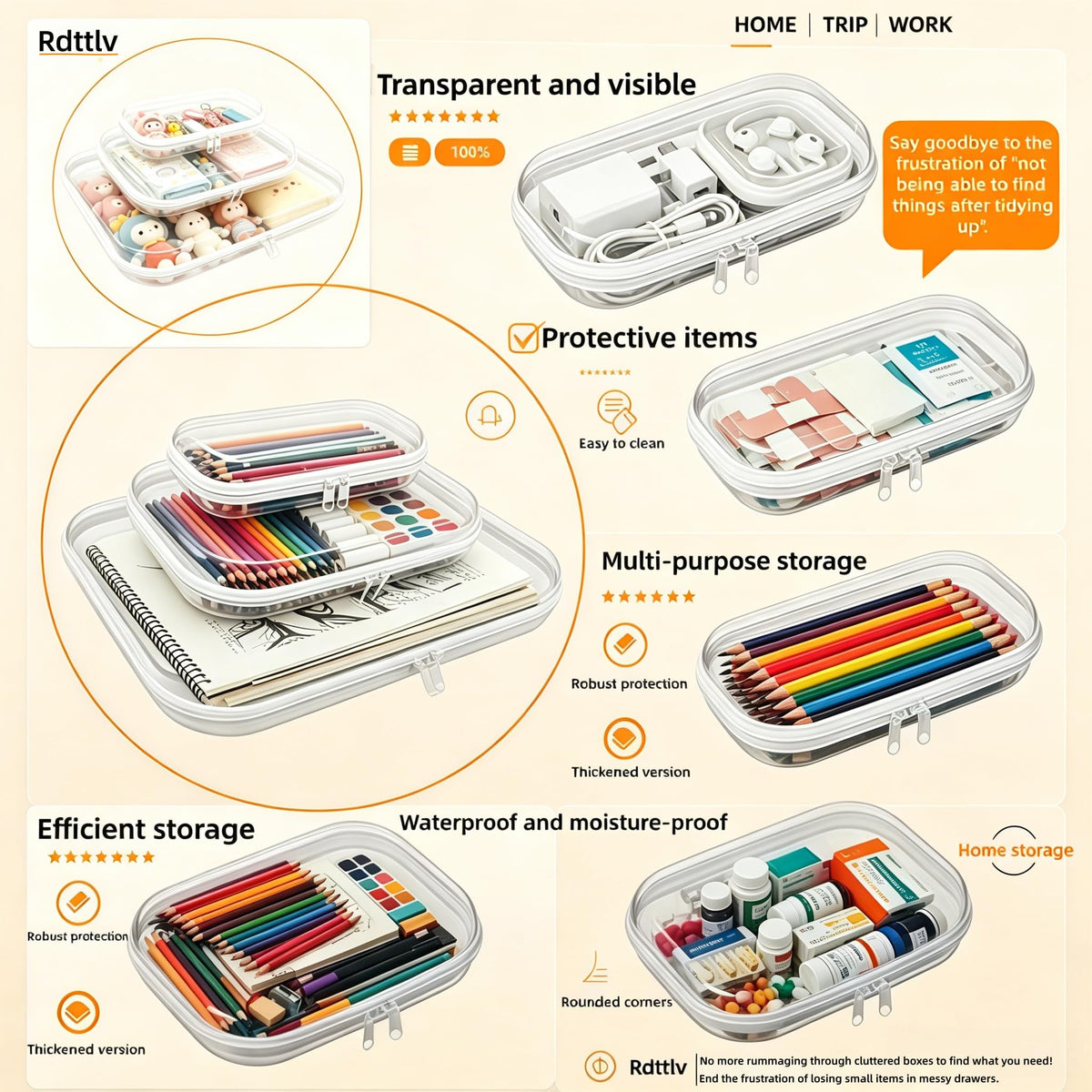 Rdttlv on a desk organizing stationery and speeding daily routines