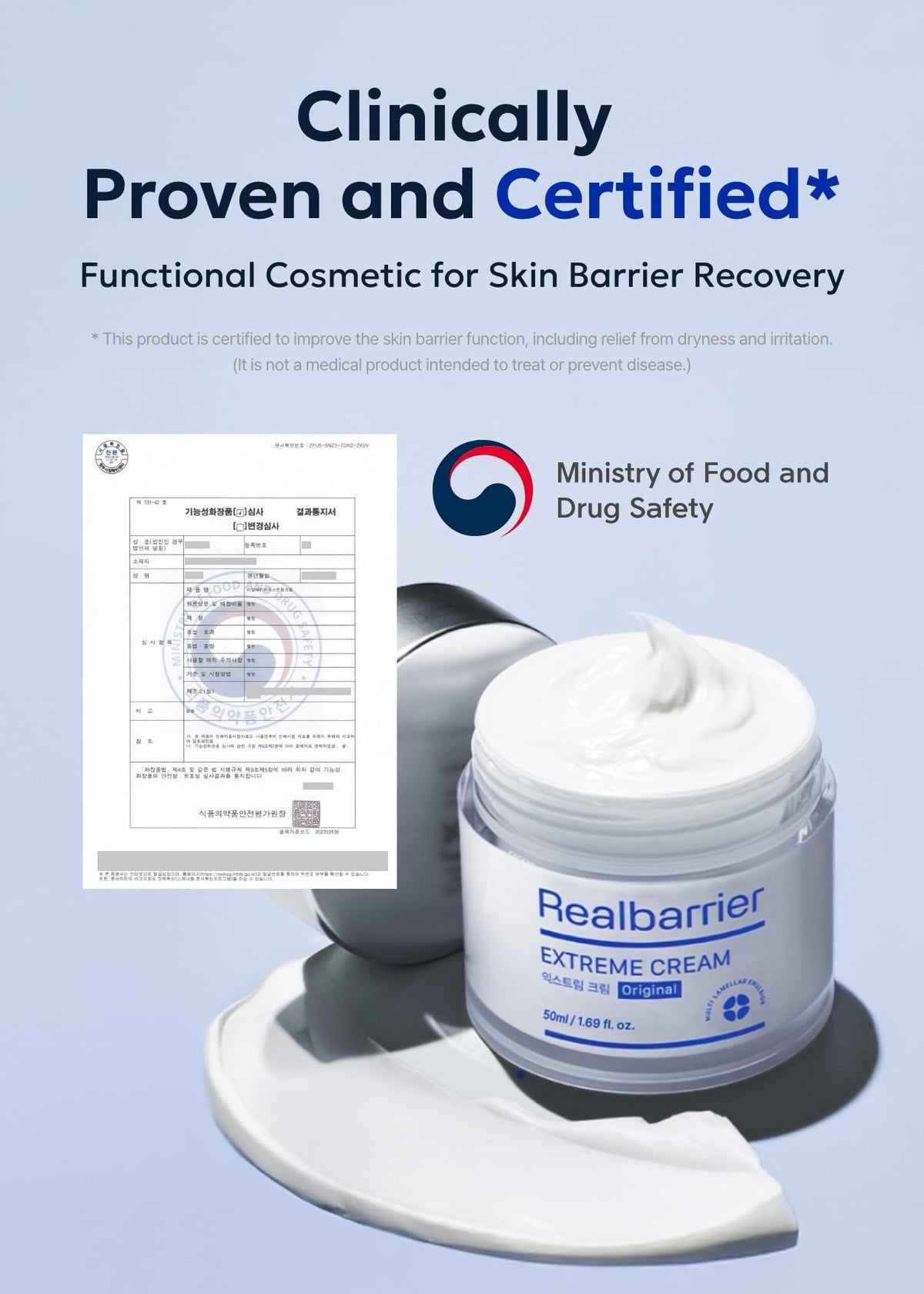 Real Barrier application on cheek showing soothing hydration effect