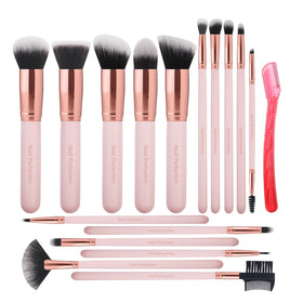 Real Perfection front view of pink brush set showing full kit and storage benefit