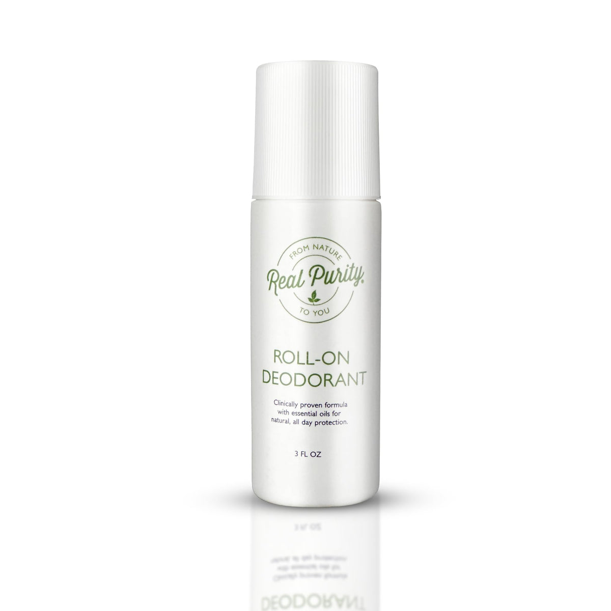 Real Purity roll-on front packaging showing label and natural ingredients benefit