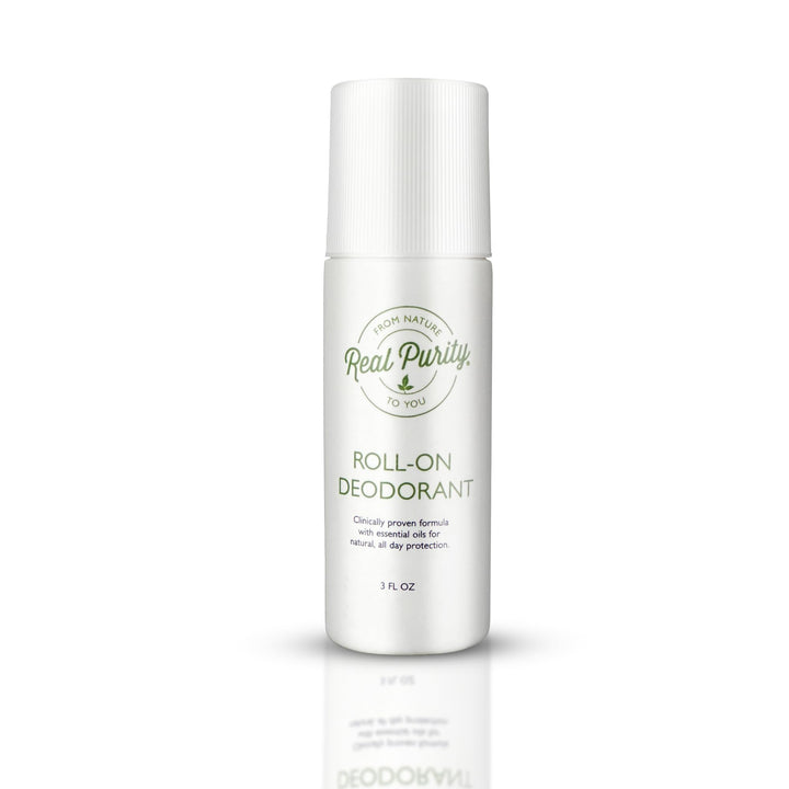 Real Purity roll-on front packaging showing label and natural ingredients benefit
