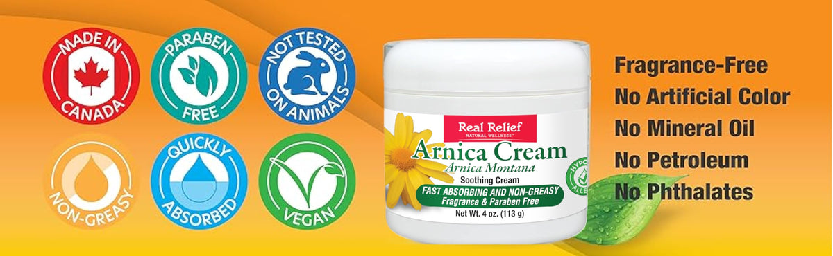Real Relief cream being applied to hand demonstrating smooth spreadability benefit