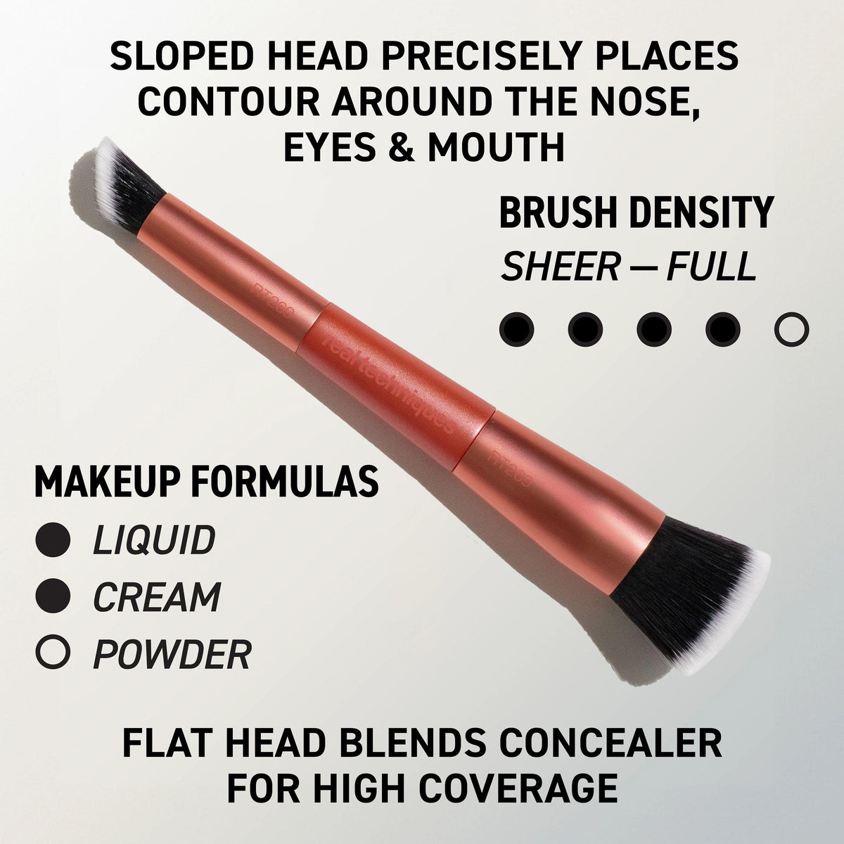 Real Techniques flat concealer brush detail demonstrating precise edge for targeted coverage