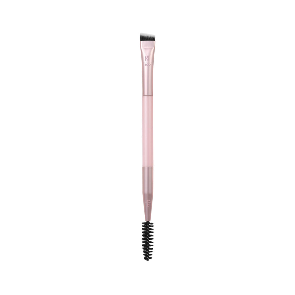 Real Techniques front view showing dual-ended brow brush for precise shaping