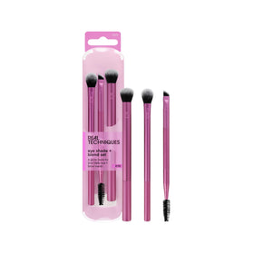 Real Techniques brush trio front packaging showing three brushes and benefits