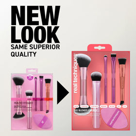 Real Techniques kit packed in a toiletry bag ready for travel and on-the-go touch-ups