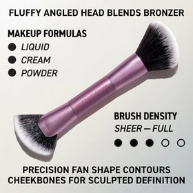 Real Techniques Miracle 2-in-1 powder puff close-up showing dual-sided foam for pressing and buffing