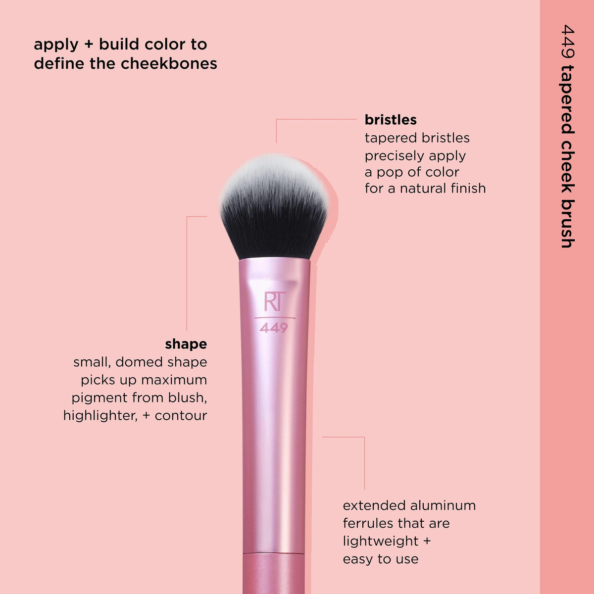 Real Techniques RT 449 bristle close-up highlighting UltraPlush softness and even pickup