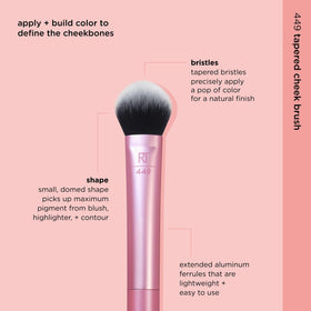 Real Techniques RT 449 bristle close-up highlighting UltraPlush softness and even pickup