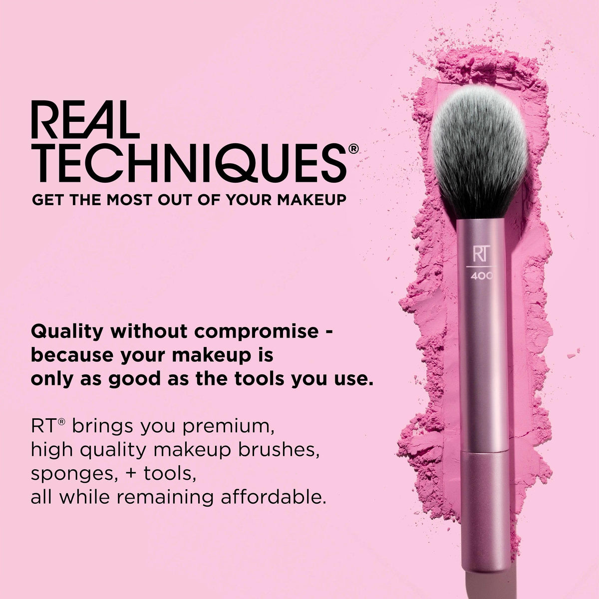 Real Techniques RT 449 vanity lifestyle shot showing brush in everyday makeup setup