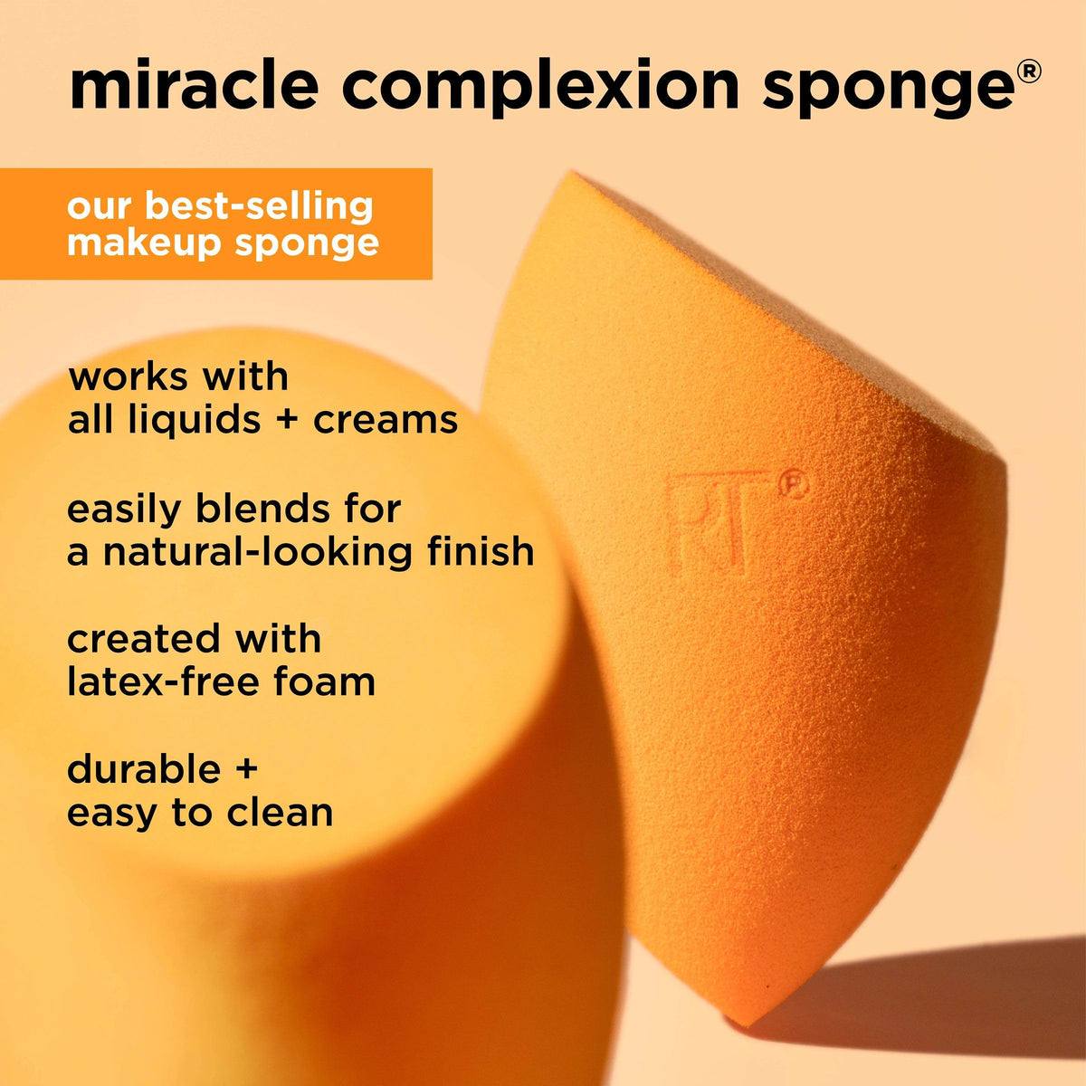 Real Techniques rounded side texture for smooth, streak-free foundation application
