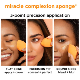 Real Techniques sponge wet versus dry scale to show coverage and size difference