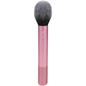 Real Techniques front view of ultra plush blush brush showing shape and density for flawless application