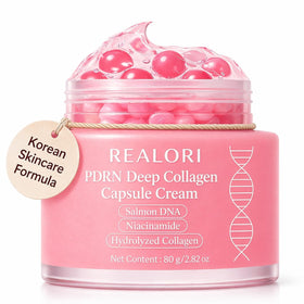realori front packaging showing pink jelly cream and boba capsules for glow